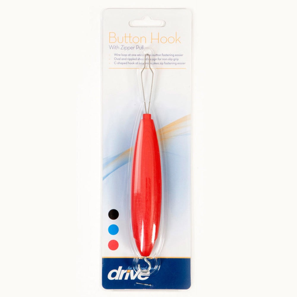Button Hook With Zip Pull - Red